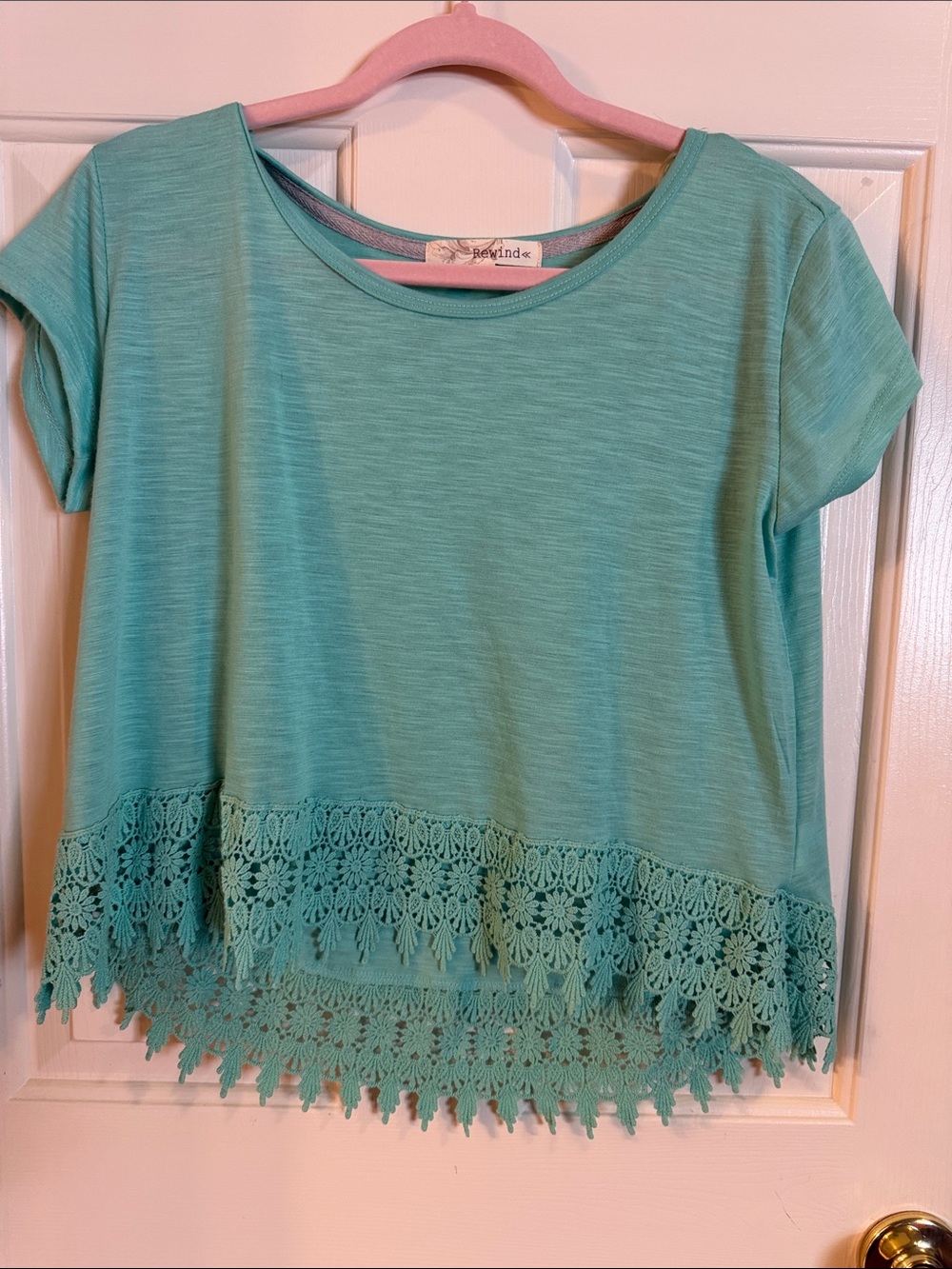 Rewind Teal Crewneck Top
